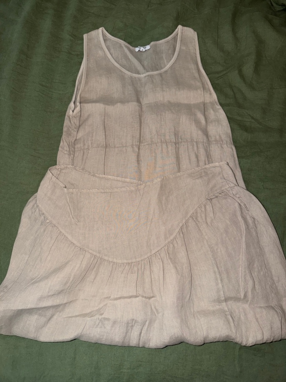Sleeveless Cotton Blend Beige Dress
